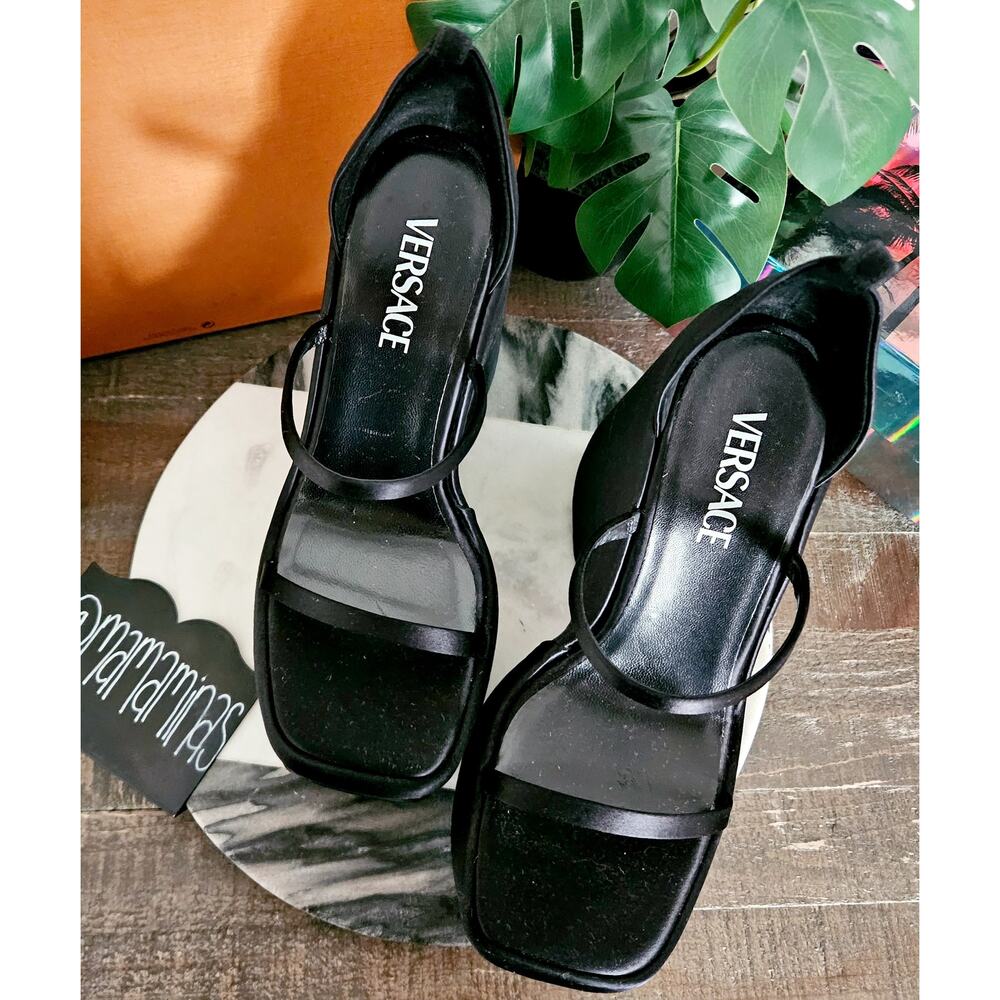 Versace Triplatform Black Platform sandals